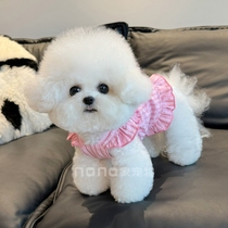 Dog clothes summer thin striped big bow flying sleeve suspender skirt with traction buckle pet Bichon Teddy