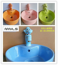 mnls color ceramic basin faucet set childrens kindergarten ceramic hot and cold faucet wash basin project cooperation