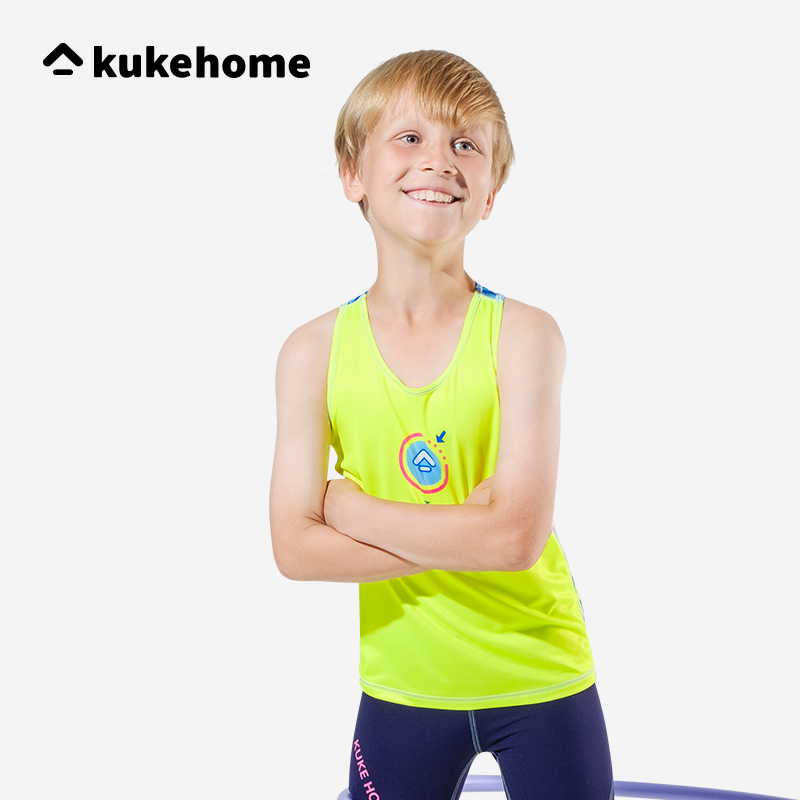 Cool KKUKE Children's sport speed dry breathable riding suit 2021 summer light and thin male and female vest graffiti blouses