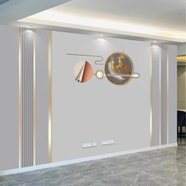 Modern simple bamboo fiber integrated wall panel living room sofa TV background new light luxury 3D stereo video wall