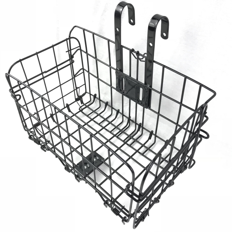 Bicycle basket Mountain bike basket Rear hanging frame car basket Side hanging vegetable basket Bold extended front basket foldable frame car blue