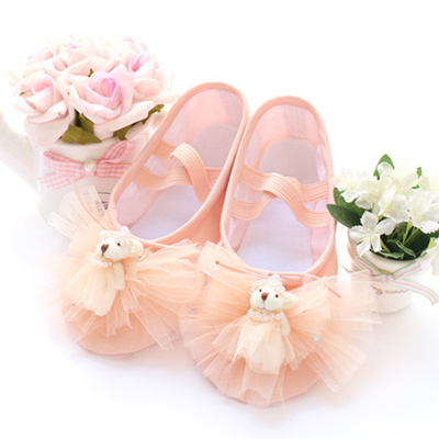 Korean bear Princess dance shoes,children dance training shoes,canvas soft bottom cat claw shoes gym shoes