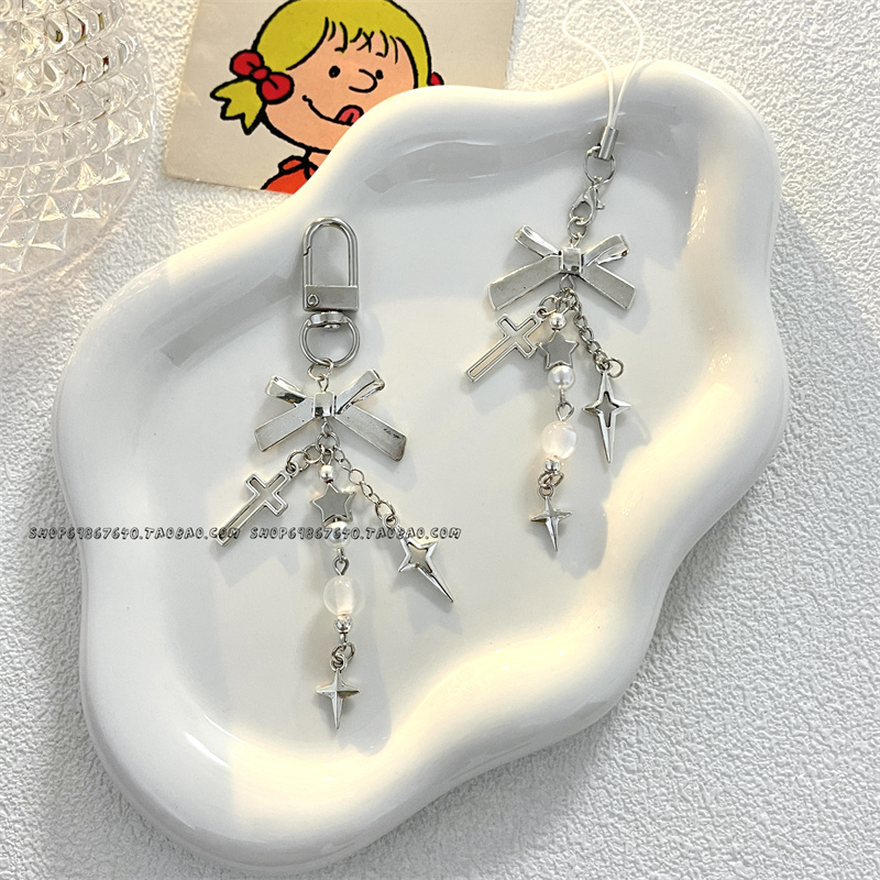Personalized ins Style Mobile Phone Hanging Chain Cross Student School Bag Pendant Camera Pendant Keychain Simple Jewelry