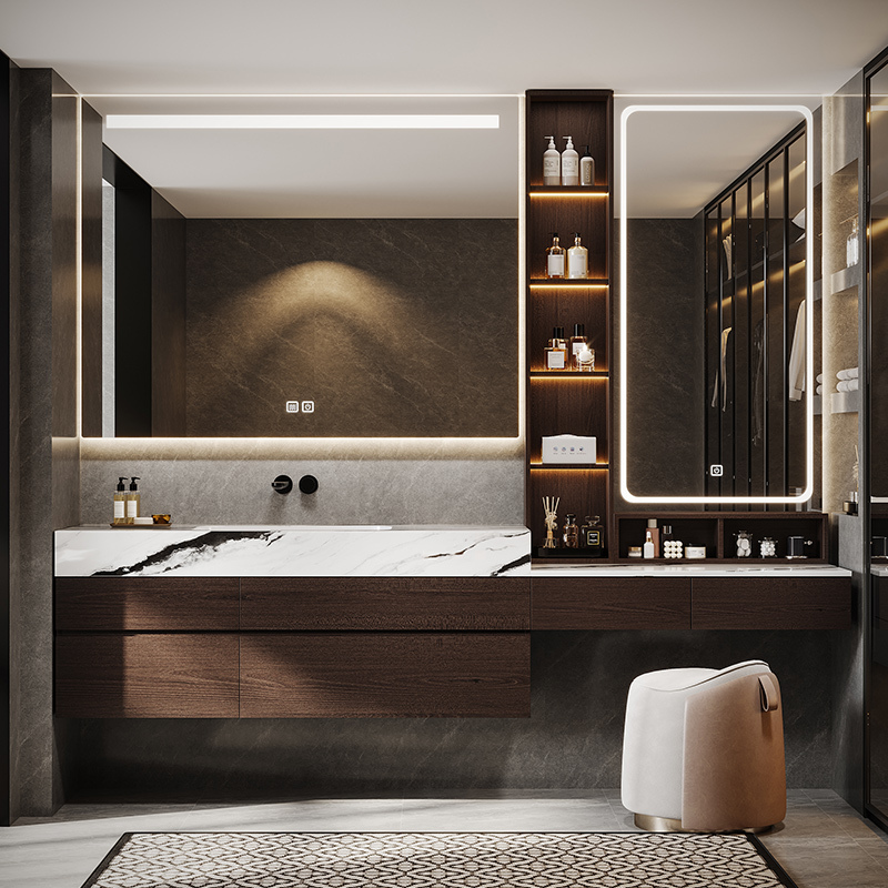 Hotel-Style Bathroom Cabinet Combination Vanity Unit Integrated Cabinet Makeup Mirror Slate Seamless Ceramic Basin Bathroom Sink Hotel-Style Bathroom Cabinet Combination Vanity Unit Integrated Cabinet Makeup Mirror Slate Seamless Ceramic Basin Bathroom Sink
