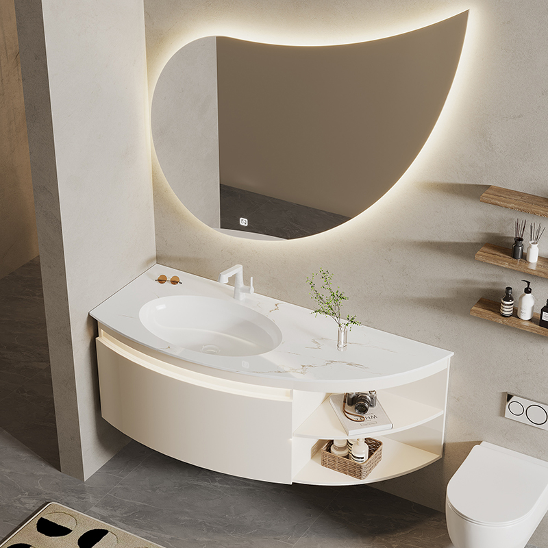 Slate Seamless Ceramic Integrated Basin Bathroom Cabinet Combination Arc-Shaped Bathroom Sink Washbasin Washbasin Cabinet Slate Seamless Ceramic Integrated Basin Bathroom Cabinet Combination Arc-Shaped Bathroom Sink Washbasin Washbasin Cabinet
