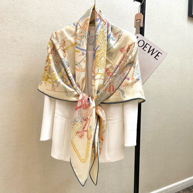 New Emma's World Rose Color 140 Large Square Scarf Women's Mulberry Silk Cashmere Autumn and Winter Scarf Warm Shawl