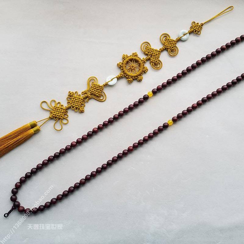 Monk's Sandalwood 108 Prayer Beads with Tassel, Cloud-Shaped Tassel, Hanging Beads, Swallowtail Main Tassel, Dharma Wheel, Abbot's Knot, Long
