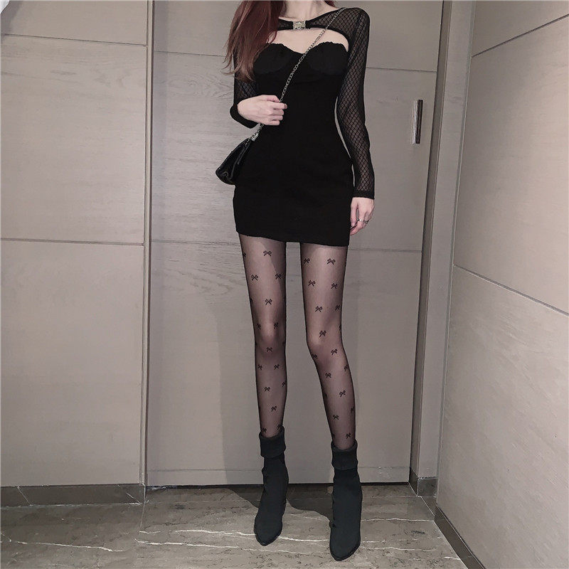 колготки / чулки дна 格格家 2026春性感少女罗莉塔丝袜薄款修身蝴蝶结连身内搭裤袜裤子 No brand