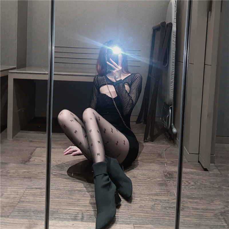 колготки / чулки дна 格格家 2026春性感少女罗莉塔丝袜薄款修身蝴蝶结连身内搭裤袜裤子 No brand