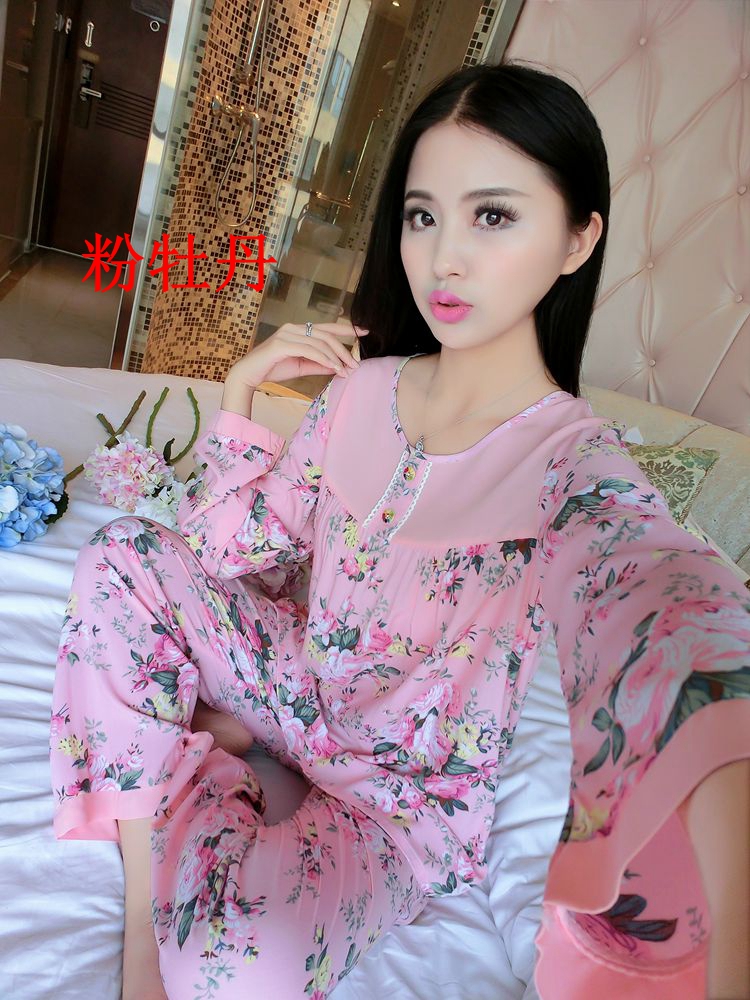 Mùa xuân và mùa hè của phụ nữ dài tay cotton lụa đồ ngủ dễ thương bông lụa phù hợp với nhân tạo cotton phần mỏng XL điều hòa không khí dịch vụ nhà