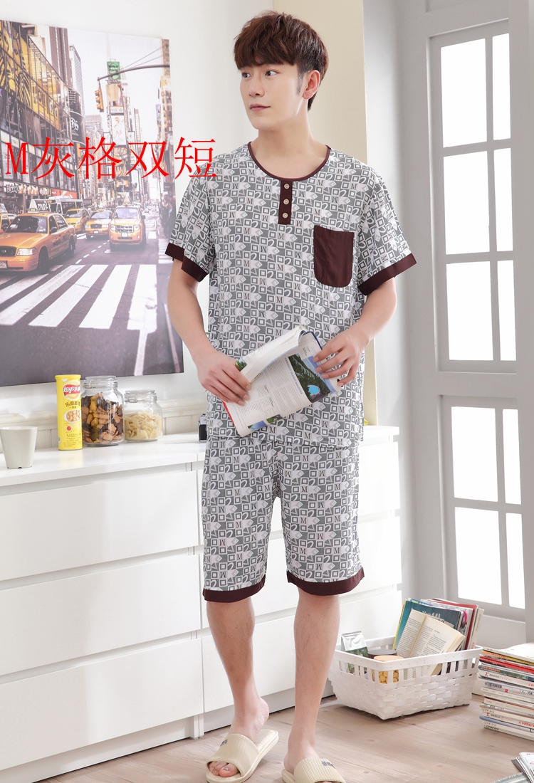 Mùa hè trung niên cotton lụa ngắn tay đồ ngủ quần nam XL phù hợp với bông phần mỏng cotton nhân tạo dịch vụ nhà