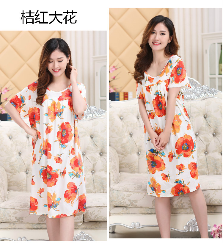 Mùa hè cộng với phân bón nhân tạo bông nightdress phụ nữ kích thước lớn bông lụa đồ ngủ bông váy nightdress thai sản váy váy