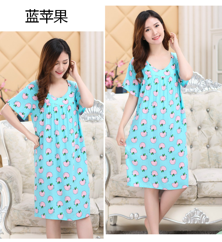 Mùa hè cộng với phân bón nhân tạo bông nightdress phụ nữ kích thước lớn bông lụa đồ ngủ bông váy nightdress thai sản váy váy