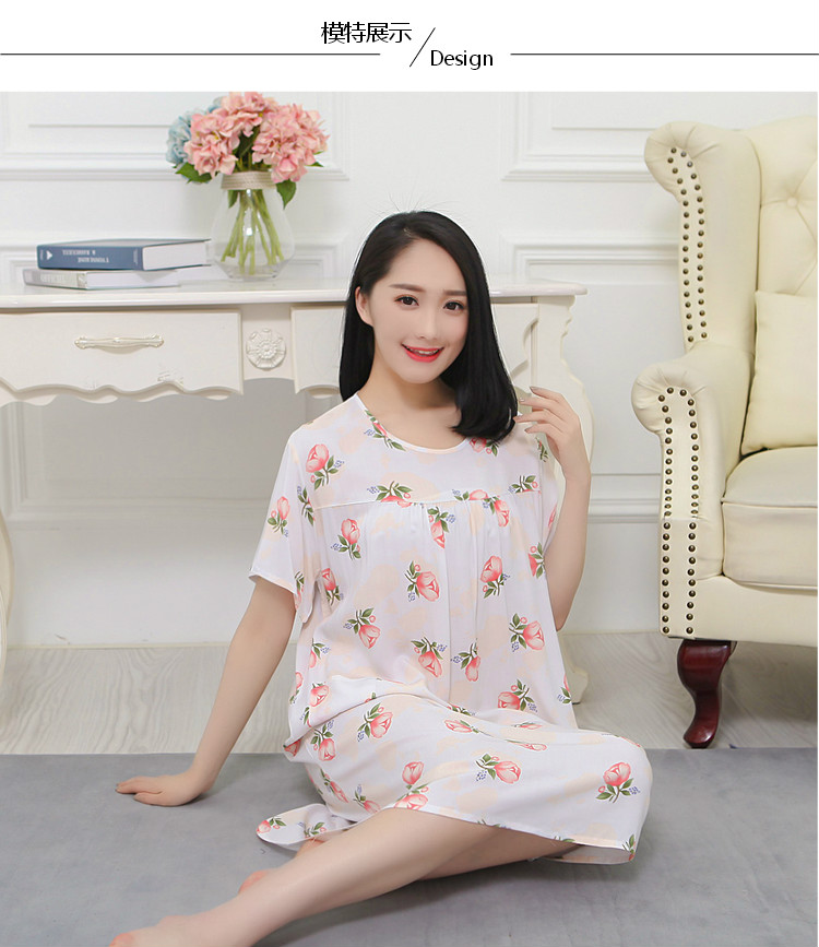 Mùa hè cộng với phân bón nhân tạo bông nightdress phụ nữ kích thước lớn bông lụa đồ ngủ bông váy nightdress thai sản váy váy