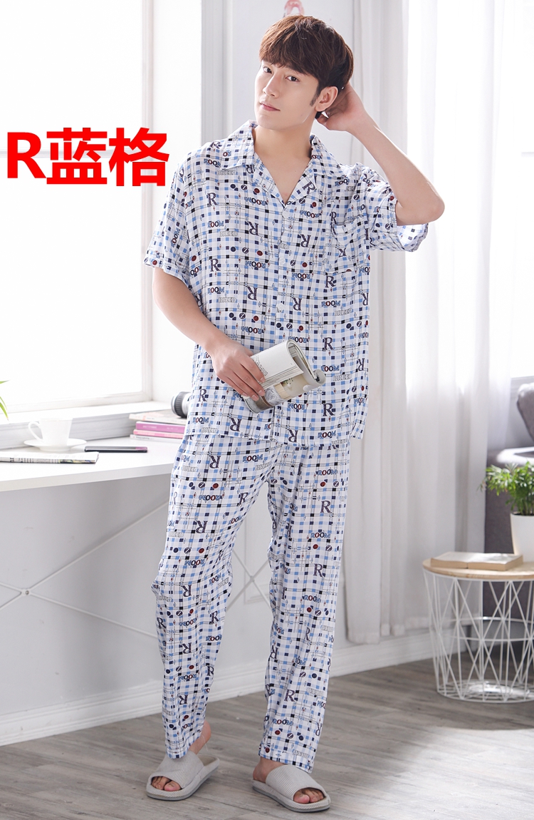 Mùa hè trung niên cotton lụa ngắn tay đồ ngủ quần nam XL phù hợp với bông phần mỏng cotton nhân tạo dịch vụ nhà