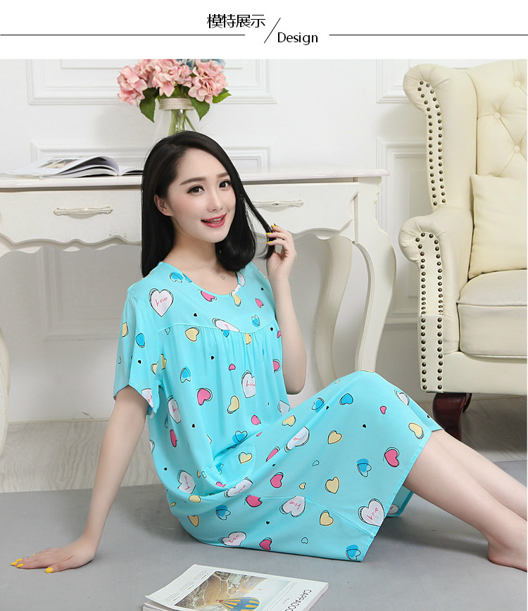 Mùa hè cộng với phân bón nhân tạo bông nightdress phụ nữ kích thước lớn bông lụa đồ ngủ bông váy nightdress thai sản váy váy