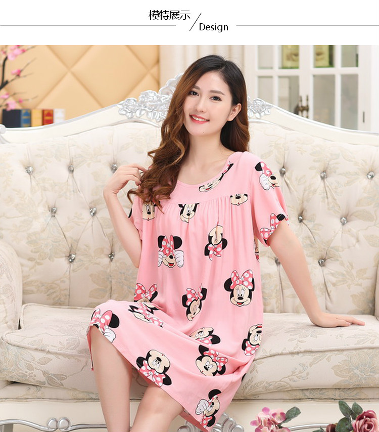 Mùa hè cộng với phân bón nhân tạo bông nightdress phụ nữ kích thước lớn bông lụa đồ ngủ bông váy nightdress thai sản váy váy