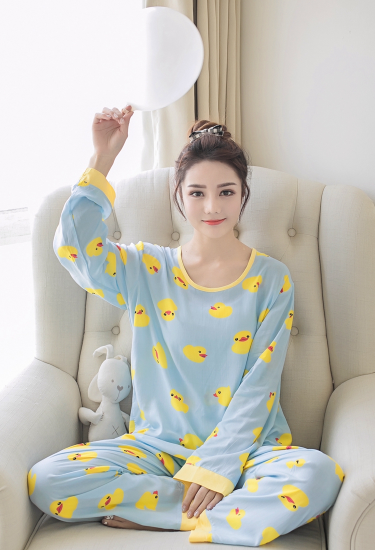 Mùa xuân và mùa hè của phụ nữ dài tay cotton lụa đồ ngủ dễ thương bông lụa phù hợp với nhân tạo cotton phần mỏng XL điều hòa không khí dịch vụ nhà