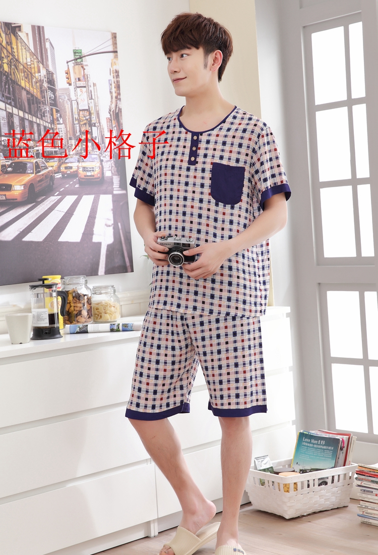 Mùa hè trung niên cotton lụa ngắn tay đồ ngủ quần nam XL phù hợp với bông phần mỏng cotton nhân tạo dịch vụ nhà