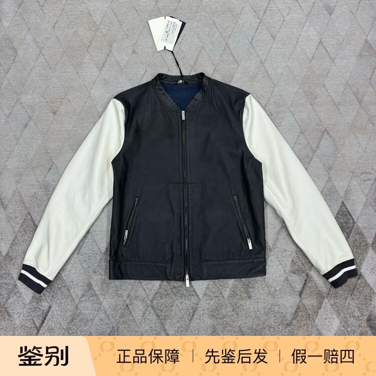Fendi Men's Sheepskin Patchwork Jacket Leather Jacket Fashion Versatile Casual Light Luxury