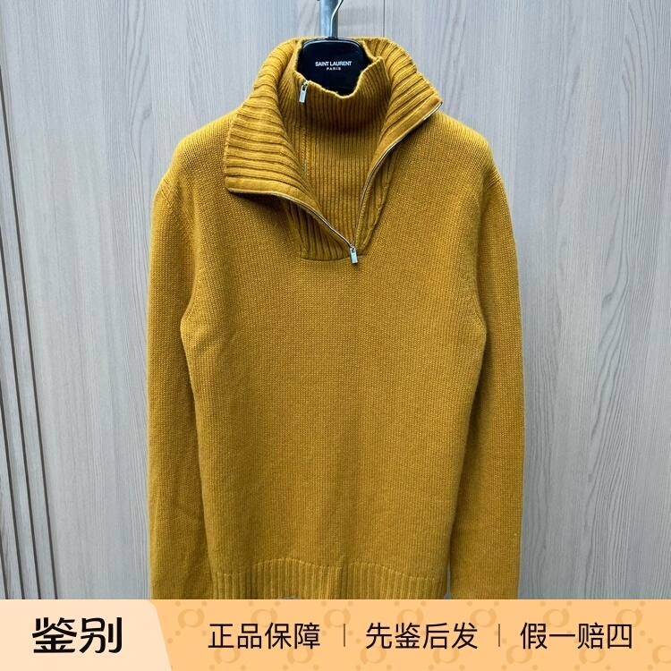 Hermes New Men's Thick Cashmere Knitwear Versatile Casual Sweater with Half-Zip Collar