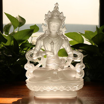 Ancient Glass Vajrasattva Stack White 30 cm Tibetan Buddhist Tantric Buddha Statue Handicraft Ornament Free Postage