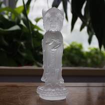 Zen Yue Ancient Law Liuli Nanhai Three-sided Guanyin Bodhisattva Buddha Statue Buddha Hall Offering Living Room Offerings Ornament Buddhist Supplies