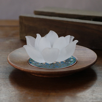 Zen Yue Buddha art Ancient glass lotus incense insert indoor home decoration Zen line incense insert incense seat incense plate gift