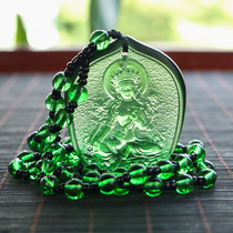 Zen Yue Buddha art glass green mother pendant Green mother mother Buddha brand auspicious pendant Mens and womens necklace jewelry