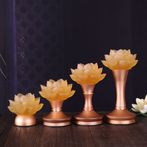 Zen Buddha Art Colorful Lights Glass Lotus Lamp Buddha Offering Lamp Buddha Front Fo Lamp Home Rechargeable Battery LED Changming Lamp