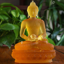 The ancient glass Amitabha Buddha statue Tibetan Buddhist supplies Home Buddhist hall offering Buddha body ornaments are 20.5cm tall