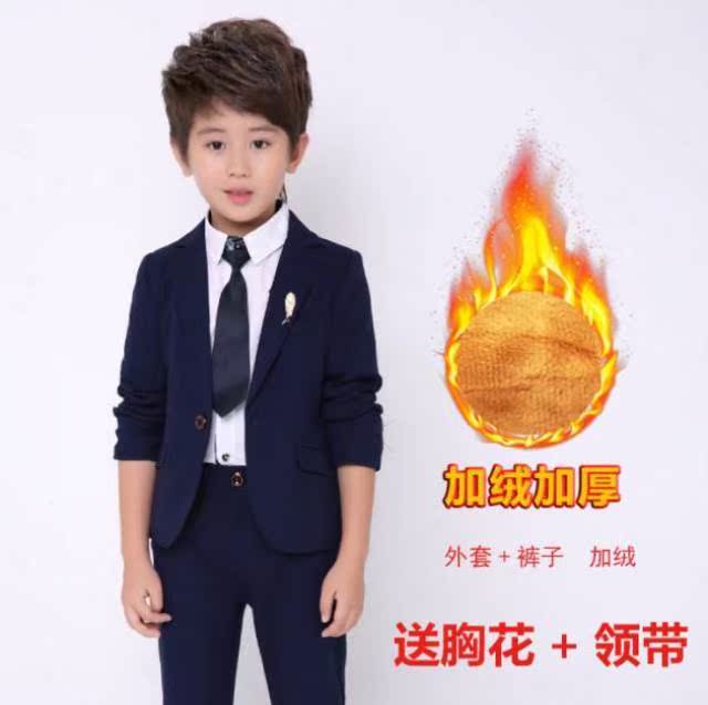 Suit Flower Boy ăn mặc Set Big Spring Kids ăn mặc trai nhỏ Boy Thu / Đông Thêm Velvet hoa Kids.