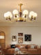 All-copper French medieval style living room chandelier retro solid wood walnut color Song's aesthetic restaurant bedroom lamp new style