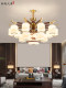 New Chinese-Style Chandelier, Living Room Main Light, High-End Copper and Solid Wood, Self-Built House, Villa Lobby, Dining Room Light, 2025 New Model Lighting Fixtures