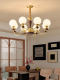 All-copper French medieval style living room chandelier retro solid wood walnut color Song's aesthetic restaurant bedroom lamp new style