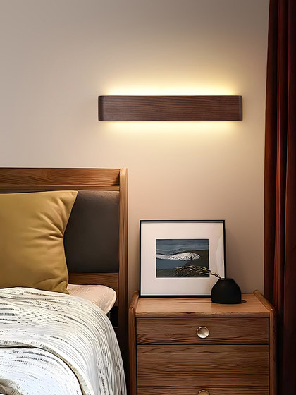 Medieval Style Wall Lamp Solid Wood Walnut Color Background Wall Bedside Lamp New Chinese Style Entrance Hallway Staircase Aisle Wall Lamp