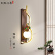 New Chinese-Style Wall Lamp for Living Room, Solid Wood Tv Background Wall Lamp, Zen-Style Entrance Hallway, Bedroom Bedside Gourd Wall Lamp