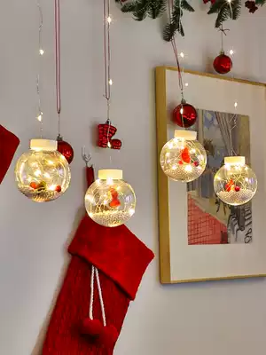 Christmas decorative lights in the bedroom romantic layout curtain lights transparent hollow round ball lights balcony hanging chandeliers