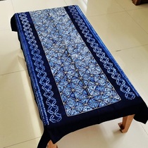 Yunnan Dali Bai handmade tie-dye gift for foreigners ethnic style blue dyed rectangular tablecloth tie-dyed fabric