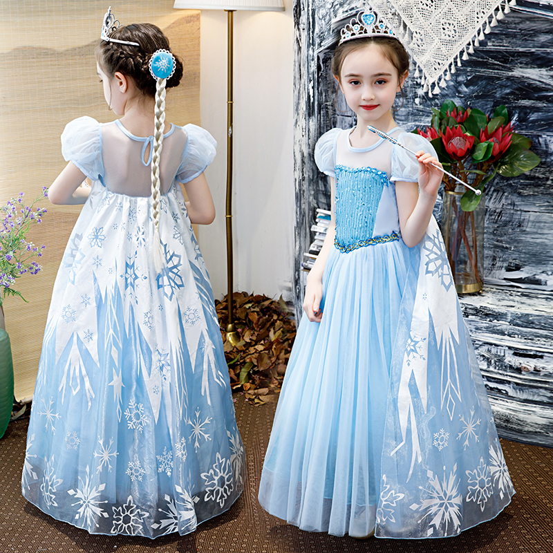 Frozen Princess Dress Girl Dress Aisha Aisha Aisha Queen Children Dress Dress Long Dress Yarn Dress