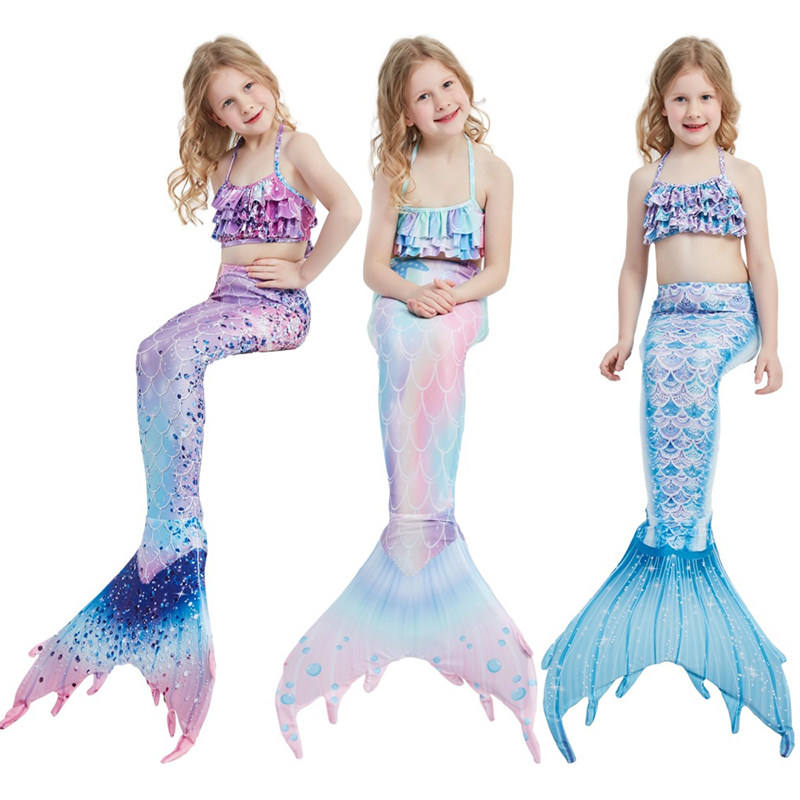 Child Beauty Fish Bathing Suit Kids Fish Tail Two Style Swimsuit Girls Princess Style Swimming Costume Seaside Beach