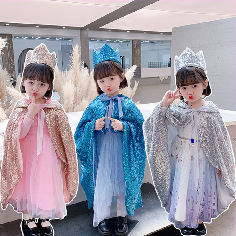 Ice and snow Chienties Princess Leia's cape Children's sequel The Beatles birthday New Year's Eve party dress cosplay Aisha