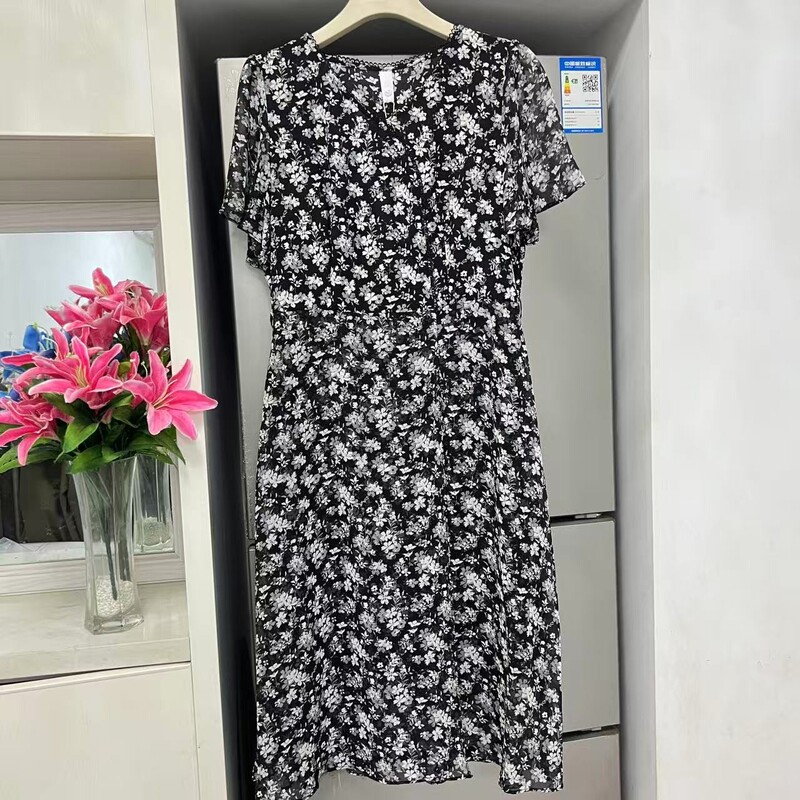 Syl9061L Mall Same Style 2026 Summer New Fashion Elegant Versatile Short-Sleeve Floral Mid-Length Dress for Women