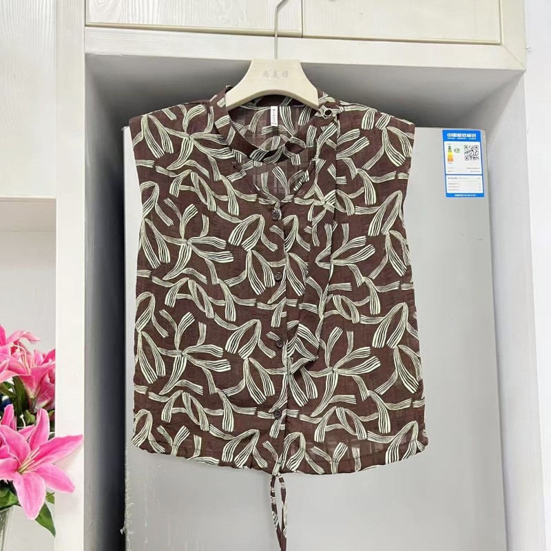 Sz26S2081 Mall Same Style 2026 Summer New Fashion Versatile V-Neck Sleeveless Floral Blouse Top for Women Sz26S2081 Mall Same Style 2026 Summer New Fashion Versatile V-Neck Sleeveless Floral Blouse Top for Women