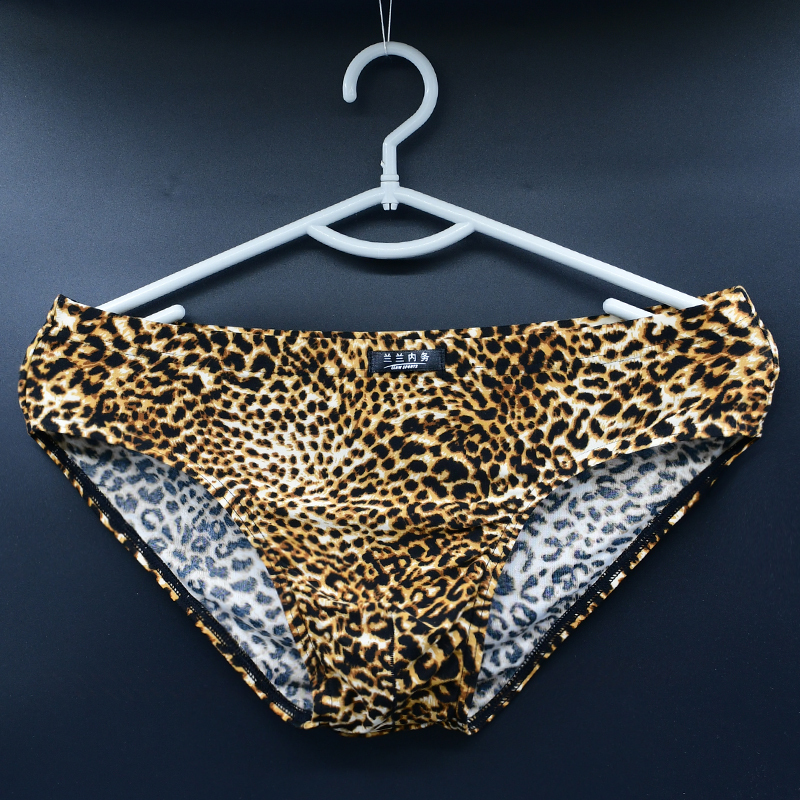 2 Pairs of Men's Low-Rise Briefs, Sexy, Soft, Skin-Friendly, Breathable Shorts, Leopard Print, Sexy and Alluring Underwear