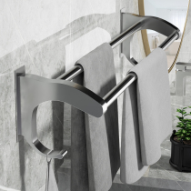 Stainless steel bathroom hanging towel rack free toilet kitchen hanging shelf towel bar holder rack double pole toilet