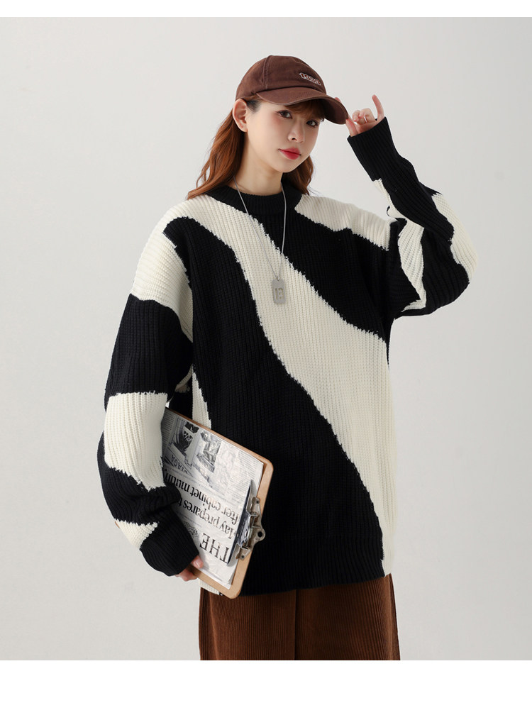 Herbst Winter Neue Kuh Muster Männer und Frauen Lose Casual Pullover XZ503-1MY09P75 Control 98_voghion.com
