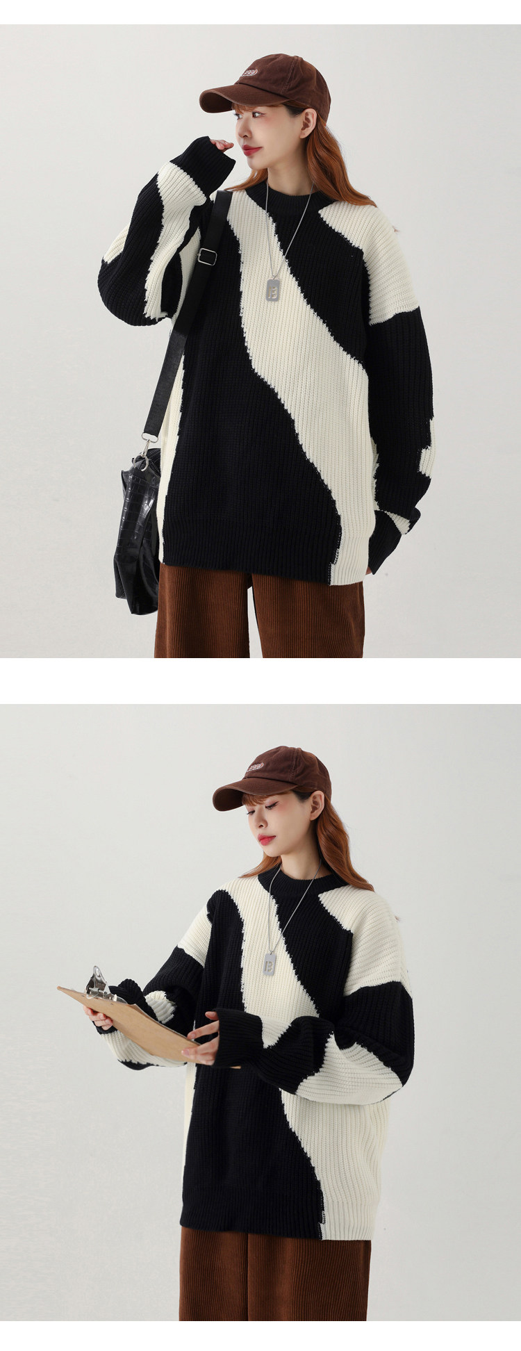 Herbst Winter Neue Kuh Muster Männer und Frauen Lose Casual Pullover XZ503-1MY09P75 Control 98_voghion.com
