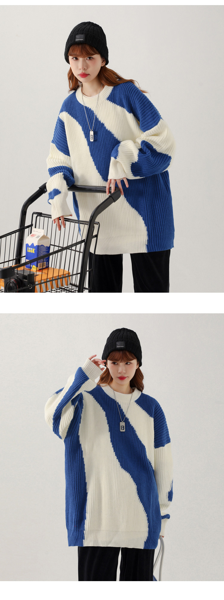 Herbst Winter Neue Kuh Muster Männer und Frauen Lose Casual Pullover XZ503-1MY09P75 Control 98_voghion.com