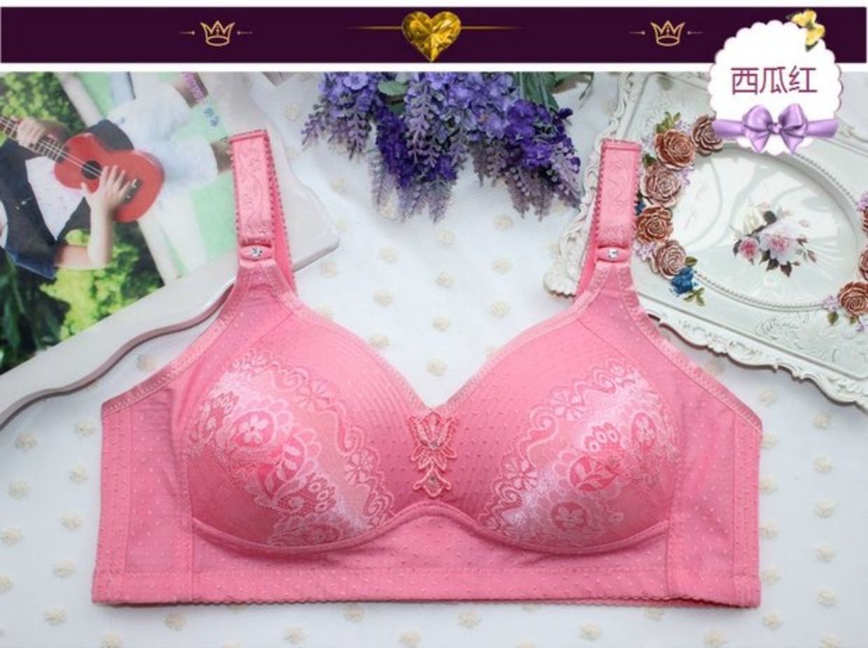 Người trung niên XL khóa bốn hàng tụ tập không có vòng thép áo ngực Đồ lót trung niên nữ áo ngực cotton mỏng áo dán ngực